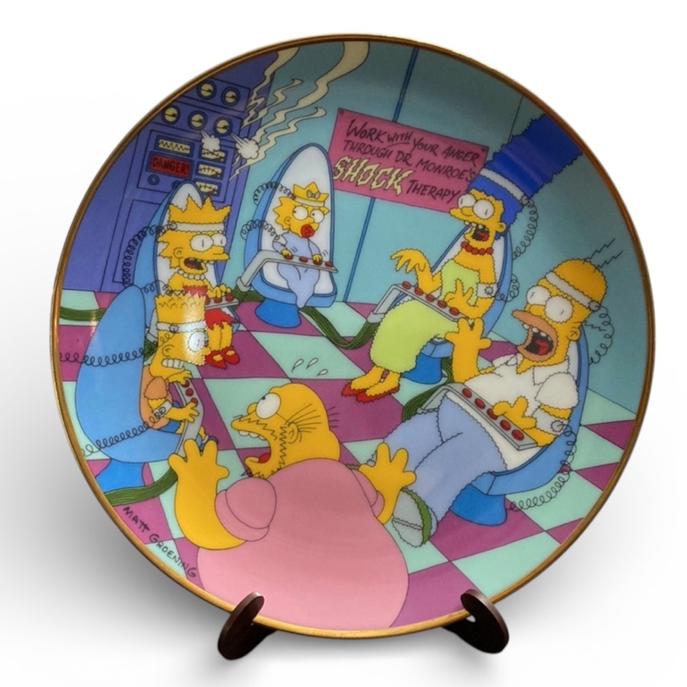The Simpsons Vintage Limited Edition Porcelain Plate “FAMILY THERAPY” - Picture 1 of 6